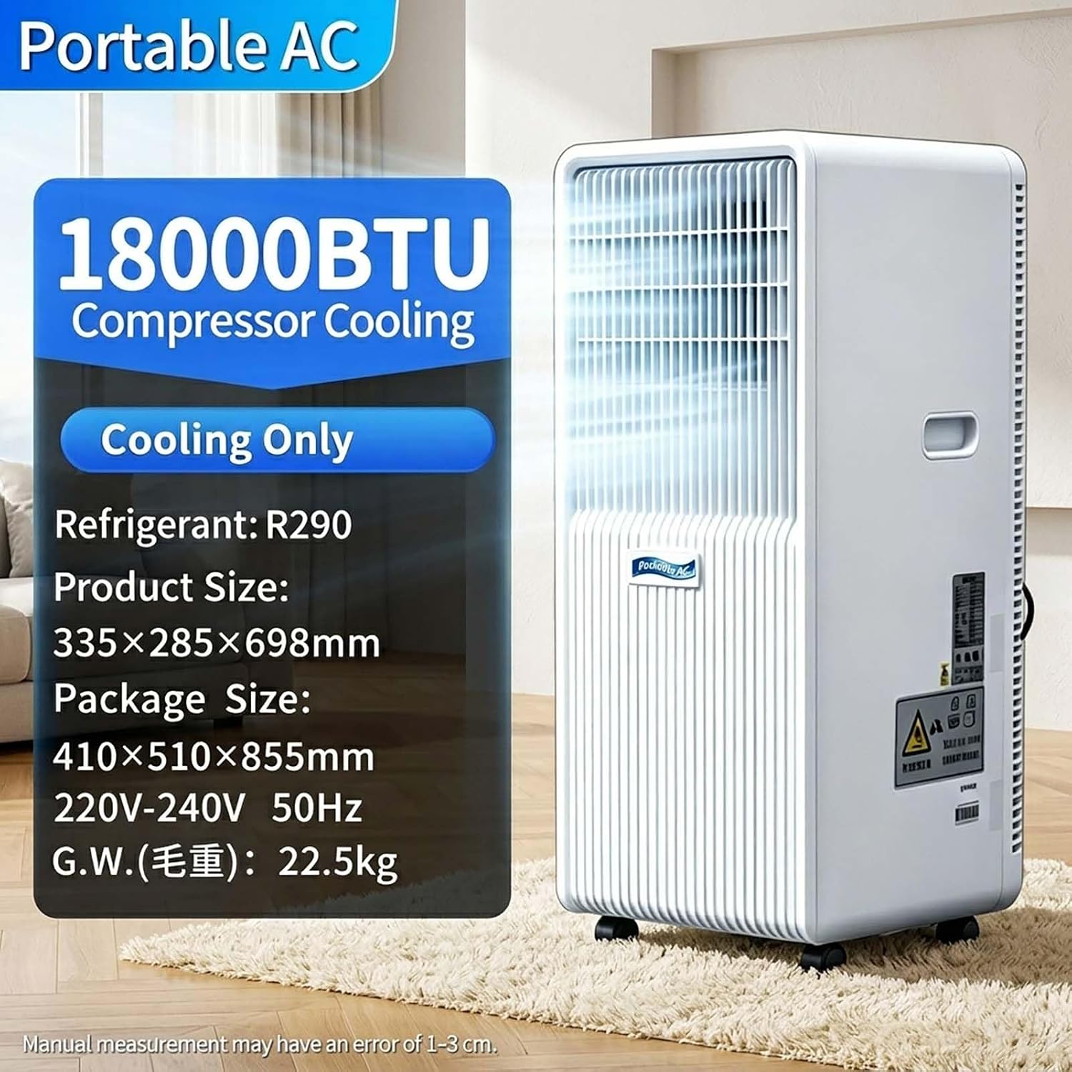 18000 BTU Portable Air Conditioner High Performance Floor Standing AC Unit