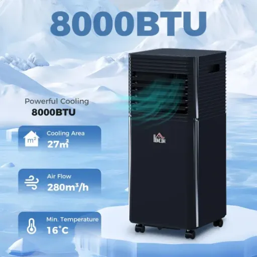 HOMCOM 8000 BTU 4-in-1 Portable Air Conditioner Review: compact cooling for small to medium rooms