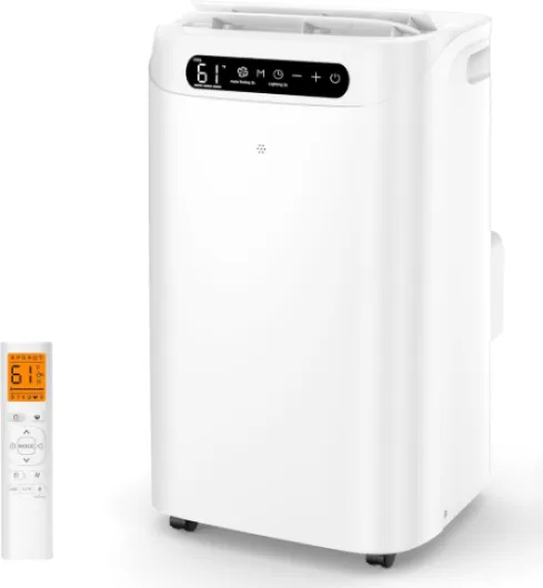 14000 BTU Portable Air Conditioners, Remote Control, 3 in 1 Free Stand Smart Cooling Portable AC Unit with Dehumidifier, Fan, Cools Room up to 700 sq.ft, 24H Timer, Windows Sealing Kit White 14000Btu without Heater