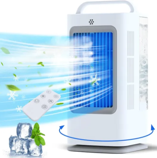 Portable Air Conditioners, 1700ml Evaporative Air Cooler with Remote, 120° Oscillating Mini Air Conditioner Portable with 3 Speeds & 1-7H Timer, Portable AC Unit Fan for Indoors Bedroom Office F01 Off White