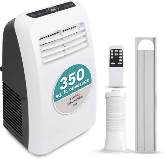 3-in-1 Portable Air Conditioner with Built-in Dehumidifier Function,Fan Mode, Remote Control, Complete Window Mount Exhaust Kit 8,000 BTU White