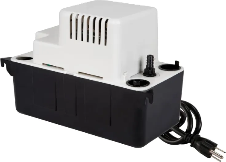 VCMA-15UL 115 Volt, 65 GPH, 1/50 HP Automatic Condensate Removal Pump for HVAC/Refrigeration Systems/Dehumidifiers (no safety switch), 6-Foot Cord, Black/White, 554401 Base Model (no overflow detection switch) Pump