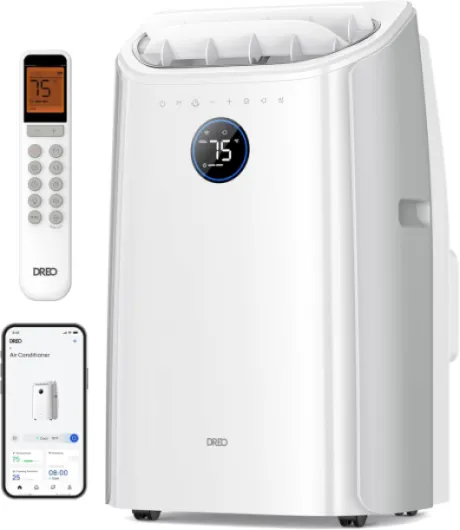 Portable Air Conditioners, 12000 BTU ASHRAE (8000 BTU DOE) Smart AC Unit for Room with Drainage-free Cooling, APP/Voice/Remote, Fan & Dehumidifier, Quiet Standing AC for Bedroom, AC515S New White 12,000 BTU