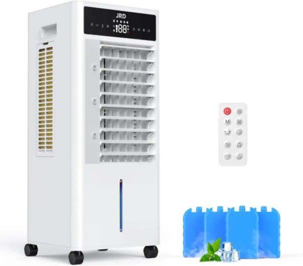 Portable Air Conditioners with 4 Ice Packs, 12H Timer, Top Fill Dual Tank, Evaporative Air Cooler Portable with 4 Modes, 3 Speeds, Mist Function, Quiet Swamp Cooler for Bedroom Office Indoor A-White