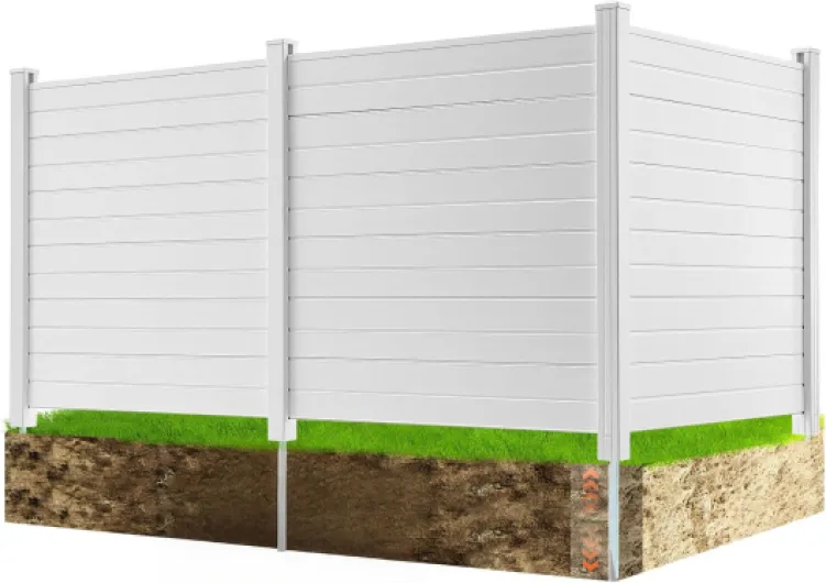 Outdoor Privacy Screen, 50in H x 50in W Air Conditioner Fence, 3-Panel Pool Equipment Enclosure, Horizontal PVC Privacy Fence with 27.5 in Ground Stakes, No Dig Trash Can Fence for A/C Units Horizontal 50in x 50in, 3-Panel