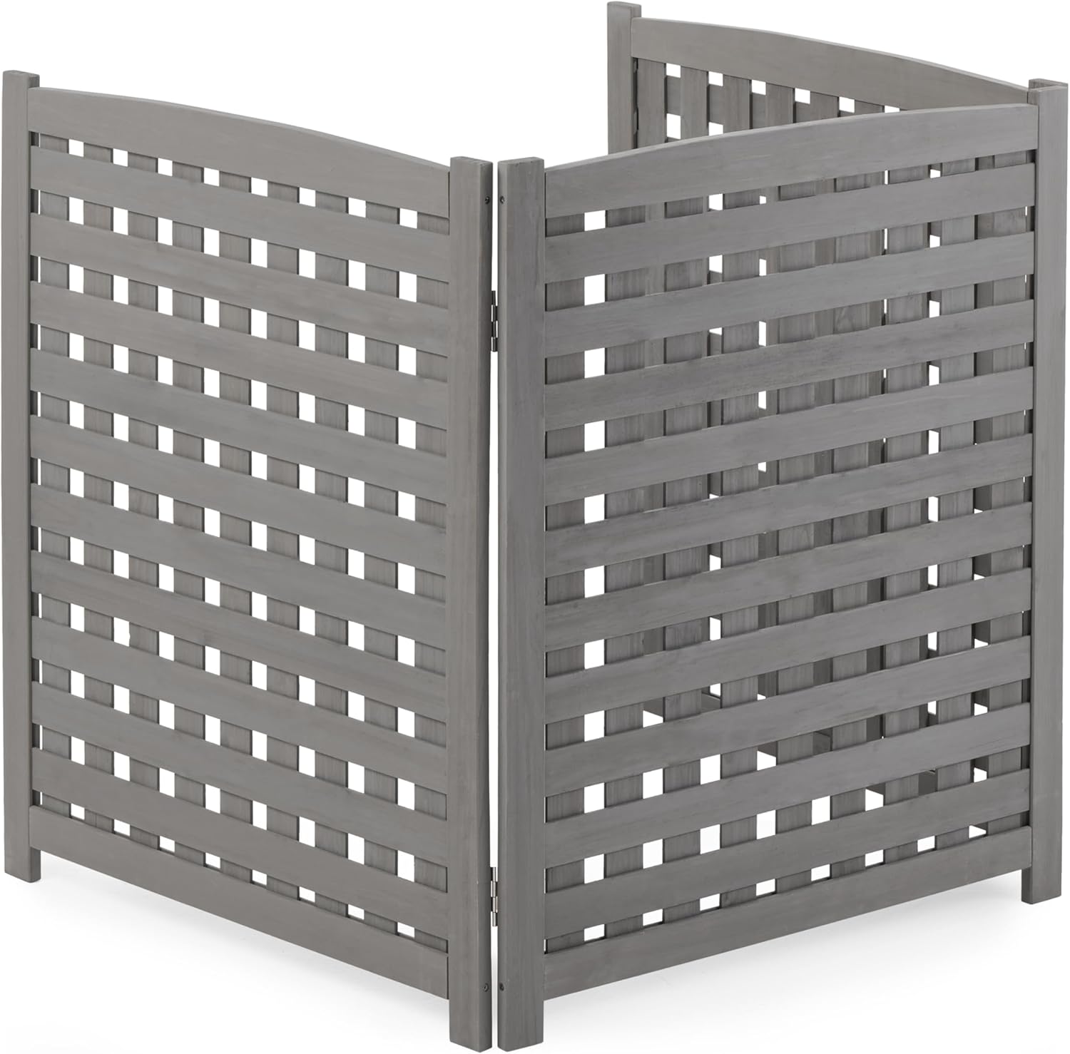 3-Panel Outdoor Air Conditioner Fence Screen, Outside Wood Privacy Fence, 32" W x 38" H Gray