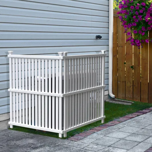 45.5in H x 36.5in W (2 Panels) No Dig Enclo Wilmington White Vinyl Privacy Screen, Outdoor Privacy Panels, Trash Can Enclosure, Air Conditioner Fence, Pool Equipment Enclosure, ZP19008 Wilmington Screen (2 panels)