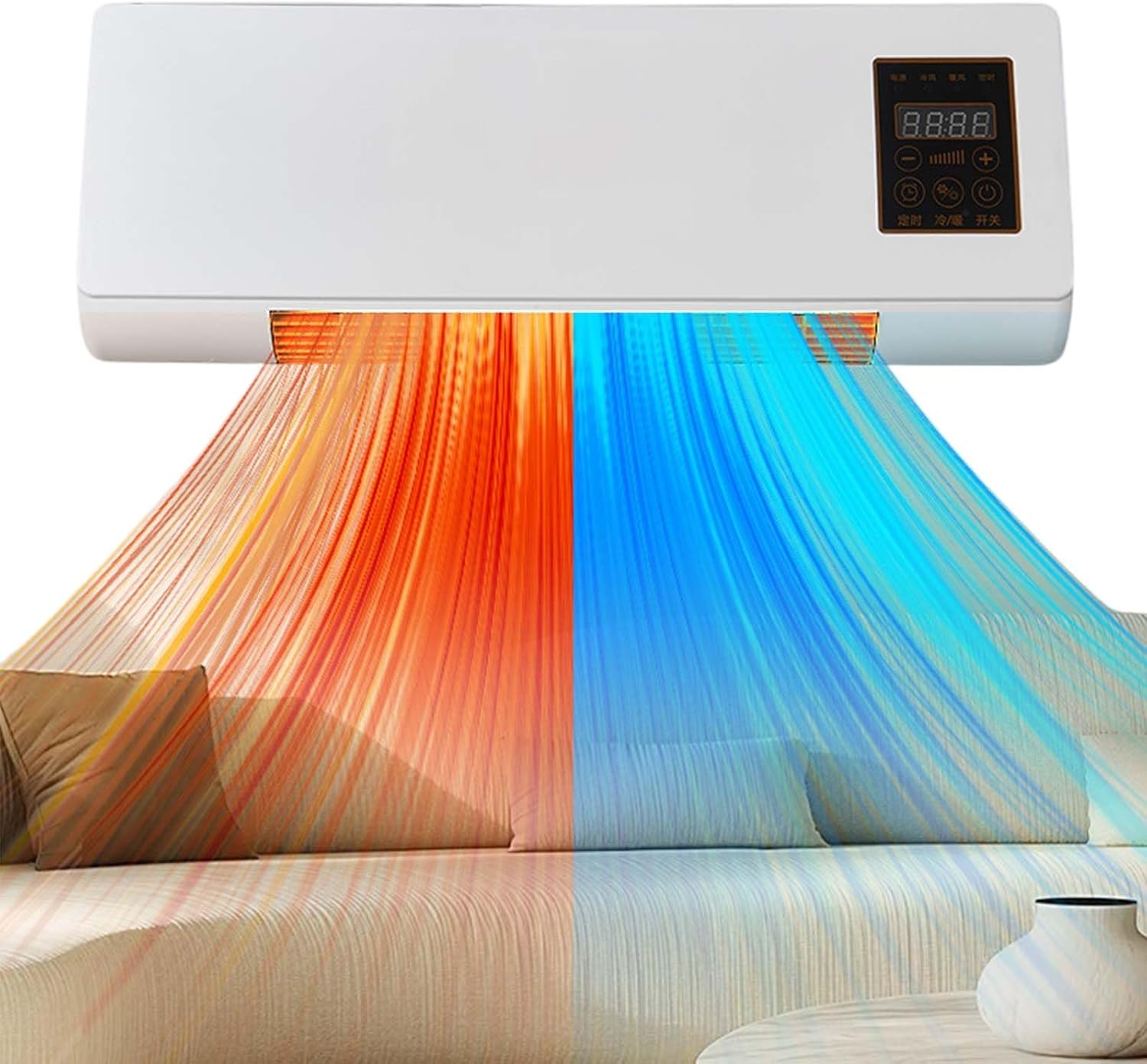 2 In 1 Wall Mounted Heating System, Cooling/Heating, Kitchen Wall Air Conditioner Fan, for Bathroom Office, RV Air Conditioner Heater and Fan Combo(White)