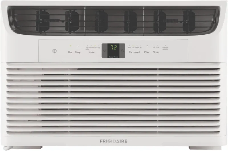 8,000 BTU Window Air Conditioner with Remote Control, Cools Up to 350 Sq - Ft., Quiet Operation, Eco Mode, 3 Fan Speeds, Auto Restart, White 8,000 BTU Electronic Controls