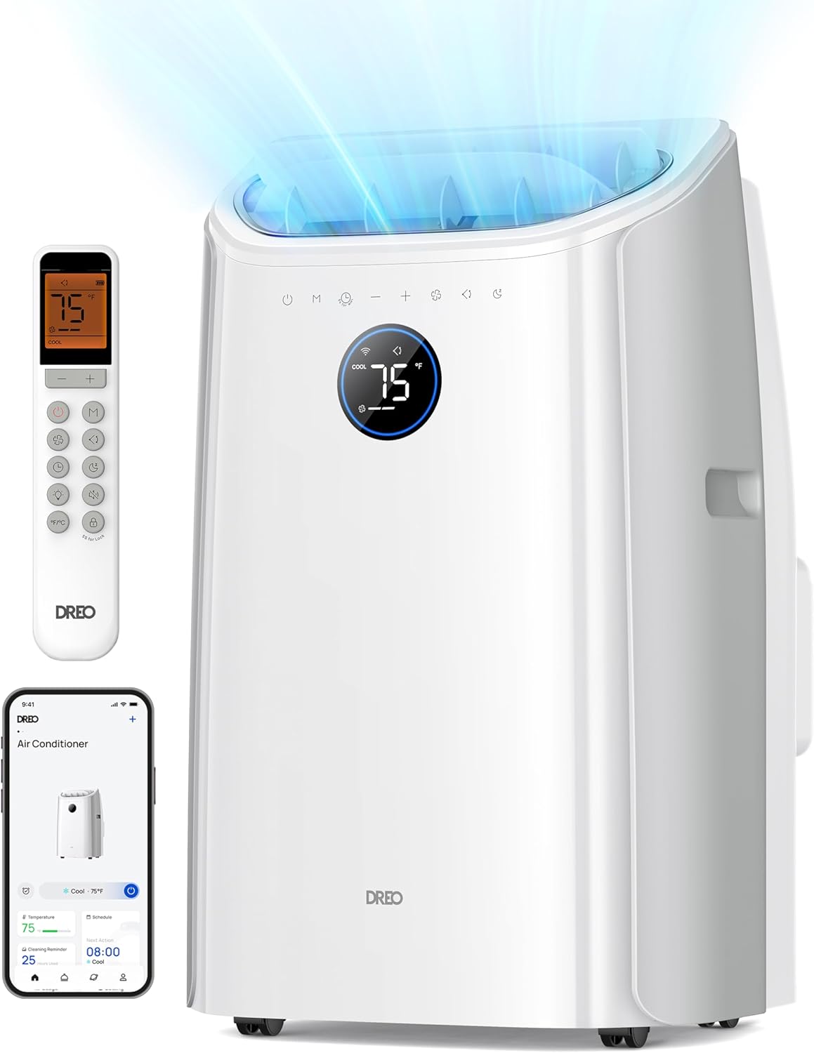 Portable Air Conditioners, 12,000 BTU AC Unit for Bedroom with Drainage-free Cooling, 46dB Quiet, APP/Voice/Remote, 24h Timer with Fan & Dehumidifier, Smart Standing AC for Room Indoors, AC515S White 12,000 BTU
