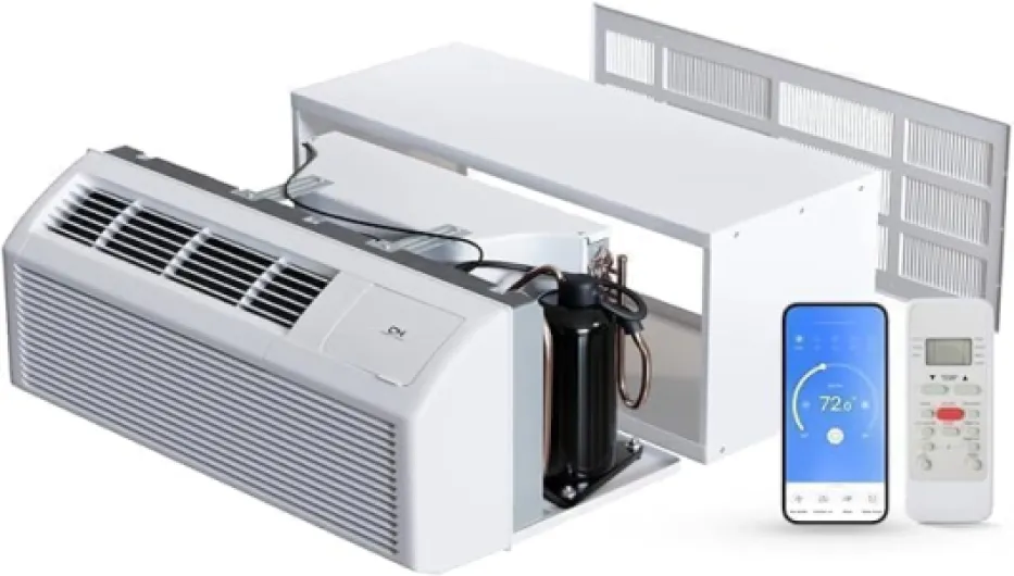 Cooper & Hunter 12,000 BTU PTAC Packaged Terminal Air Conditioner with Heat Pump & 3.5kW Electric Heater – R32 Refrigerant – Includes Smart Kit, Remote, Power Cord, Sleeve & Grille – AC/Heater 12000 BTU with Sleeve and Grille