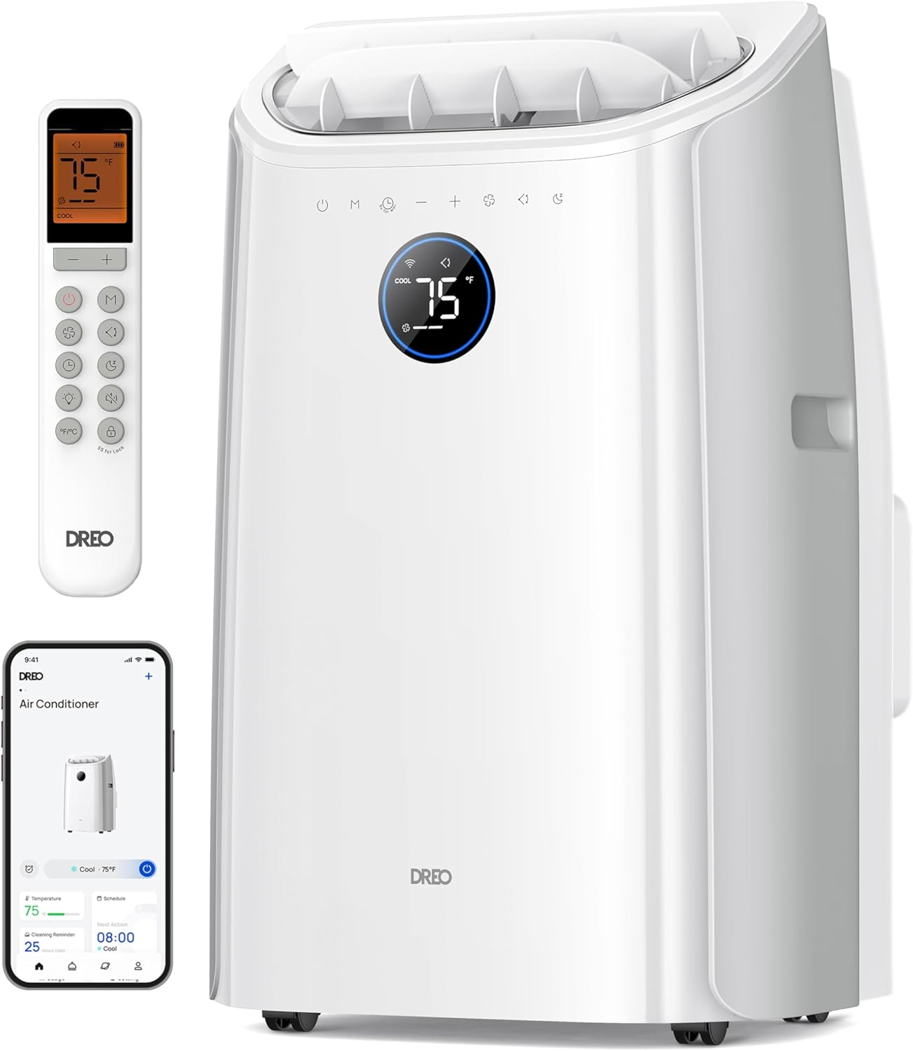 Portable Air Conditioners, 12000 BTU ASHRAE (8000 BTU DOE) Smart AC Unit for Room with Drainage-free Cooling, APP/Voice/Remote, Fan & Dehumidifier, Quiet Standing AC for Bedroom, AC515S New White 12,000 BTU
