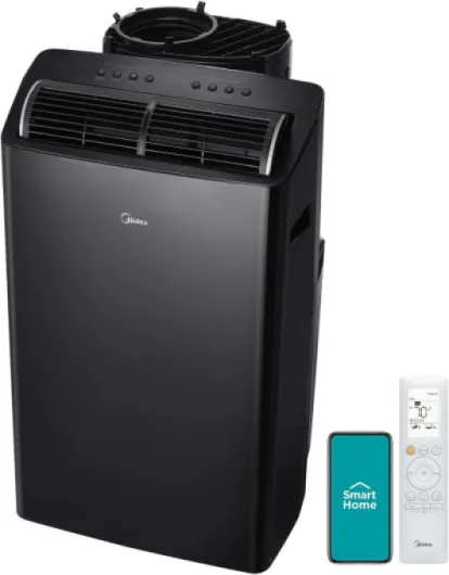 Duo 14,000 BTU (12,000 BTU SACC) High Efficiency Inverter, Ultra Quiet Portable Air Conditioner, Cools up to 550 Sq - Ft., Works with Alexa/Google Assistant, Includes Remote Control & Window Kit Black 14,000 BTU - dual hose