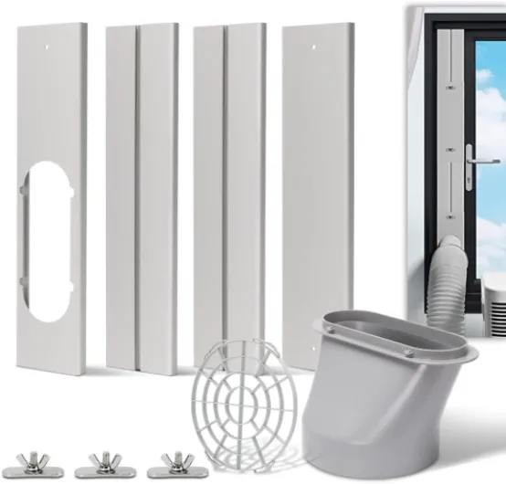 Portable Air Conditioner Window Kit with Coupler, 5.9 Inch Adjustable Window Seal Plate for A/C Units, Sliding AC Vent Kit for Ducting 5.9" Window Vent Kit