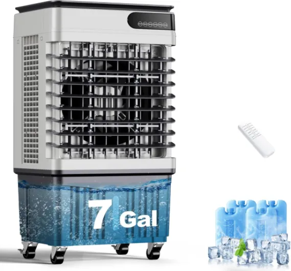 2300CFM Swamp Cooler,Evaporative Air Cooler with 7-Gal Water Tank,4 Ice Packs,Evaporative Cooler for Outdoor Patio Garage Commercial Industrial Use (34IN)