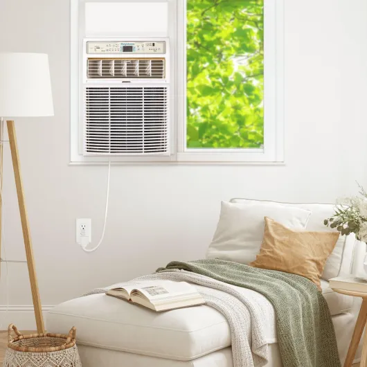 10,000 BTU Slider Window Air Conditioner and Dehumidifier, 115V Air Conditioner Window Unit for Bedroom, Living Room, and Small-Medium Sized Rooms up to 450 Sq.Ft, 4-Way Air Direction Control 10000 BTU Bright White