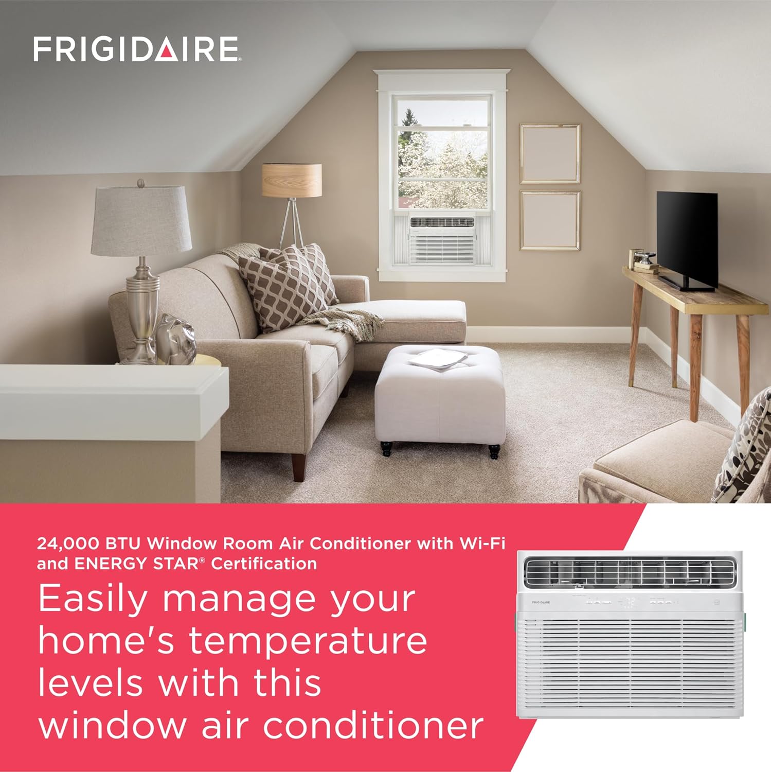 24,000 BTU Smart Inverter Window Air Conditioner with Wi-Fi and Energy Star Certification, Cools Up to 1,020 Sq - Ft., Ultra Quiet Operation, White