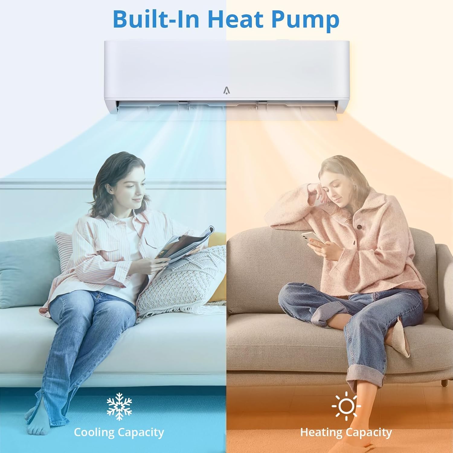 24,000 BTU Mini Split Air Conditioner and Heat Pump, 21 SEER2 Ultra Quiet 208-230V Ductless AC with WiFi & Alexa Control, Cools/Heats up to 1500 Sq.Ft, Easy Installation Kit 24000 BTU 230V / 21 SEER2 -- WiFi