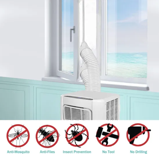 Air Conditioner Window Seal, Machine-YA Window Seal for Portable Air Conditioner and Tumble Dryer, Works with Every Mobile Air-Conditioning Unit, Air Exchange Guards With Zip and Hook Tape (300CM)