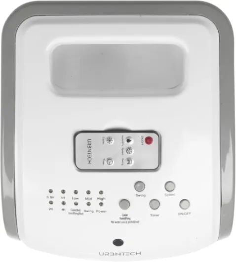 URBNTECH Portable Air Cooler Fan with Remote, 3-in-1 Air Conditioner, Ice Water Cooling, Humidifier, 3 Speed Settings, 4-Hour Timer, Energy-Efficient, Ideal for Home, Office, or Bedroom