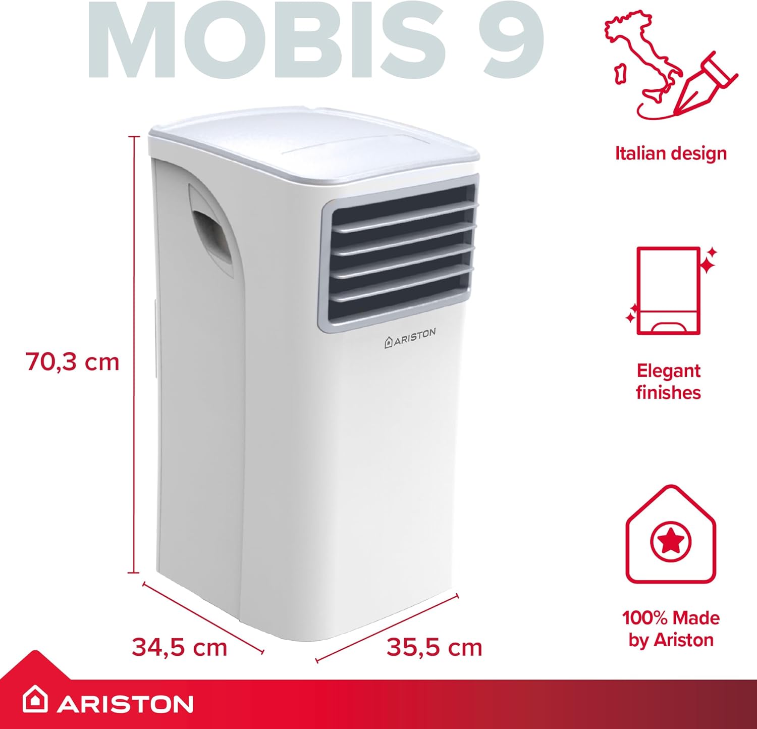 MOBIS 9 UK portable air conditioner, 9000 BTU, A energy class, white - Manufactured to be installed in UK (3381529)