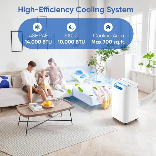 Tanoxo 14,000 Btu Portable Air Conditioner, Cools Up to 65 M², Remote Control AC Unit, 4 in 1 Cooling, Fan, Dehumidification, Standby and Installation Kits for Large Rooms,