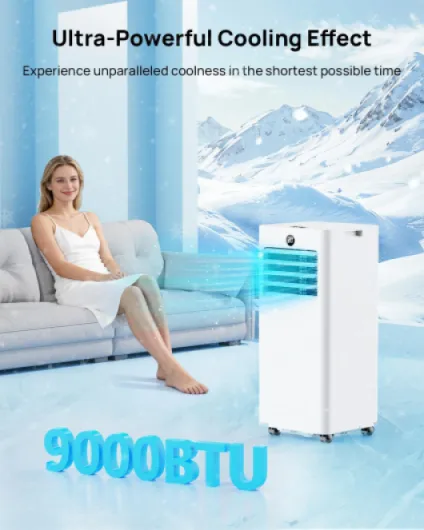 Air Conditioning Unit 9000BTU, Portable Air Conditioner with Installation Kit, 2 Control Ways, Low Energy, Timer, Digital Display, 4 IN 1 Ventilation Conditioning Cooling Fan for Home, Large Room