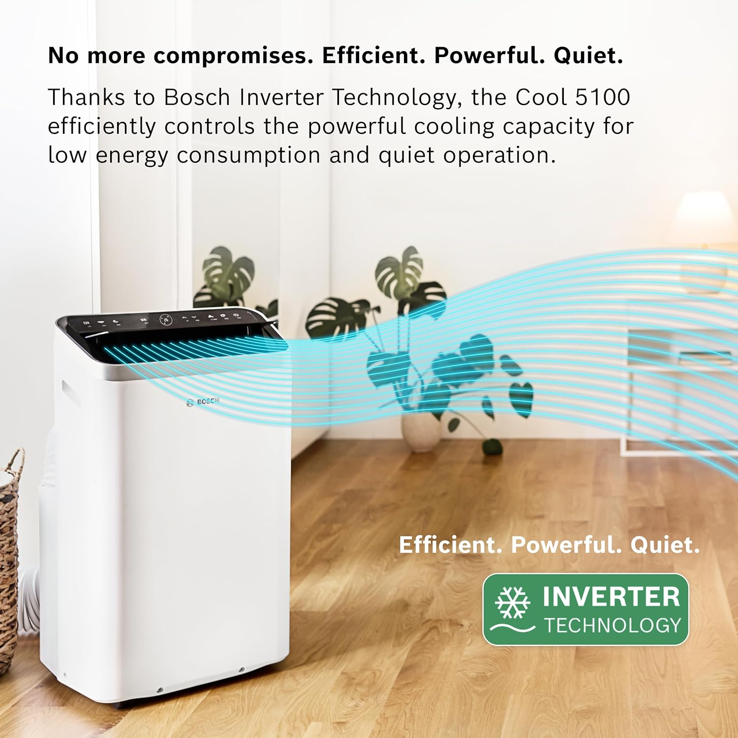 Bosch Cool 5100 Portable AC - 3-in-1 Air Conditioner, Dehumidifier, Fan - 3.4 kW for rooms up to 46 m² - With Auto Mode, Silent Mode & Sleep Mode