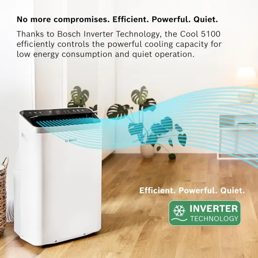 Bosch Cool 5100 Portable AC - 3-in-1 Air Conditioner, Dehumidifier, Fan - 3.4 kW for rooms up to 46 m² - With Auto Mode, Silent Mode & Sleep Mode
