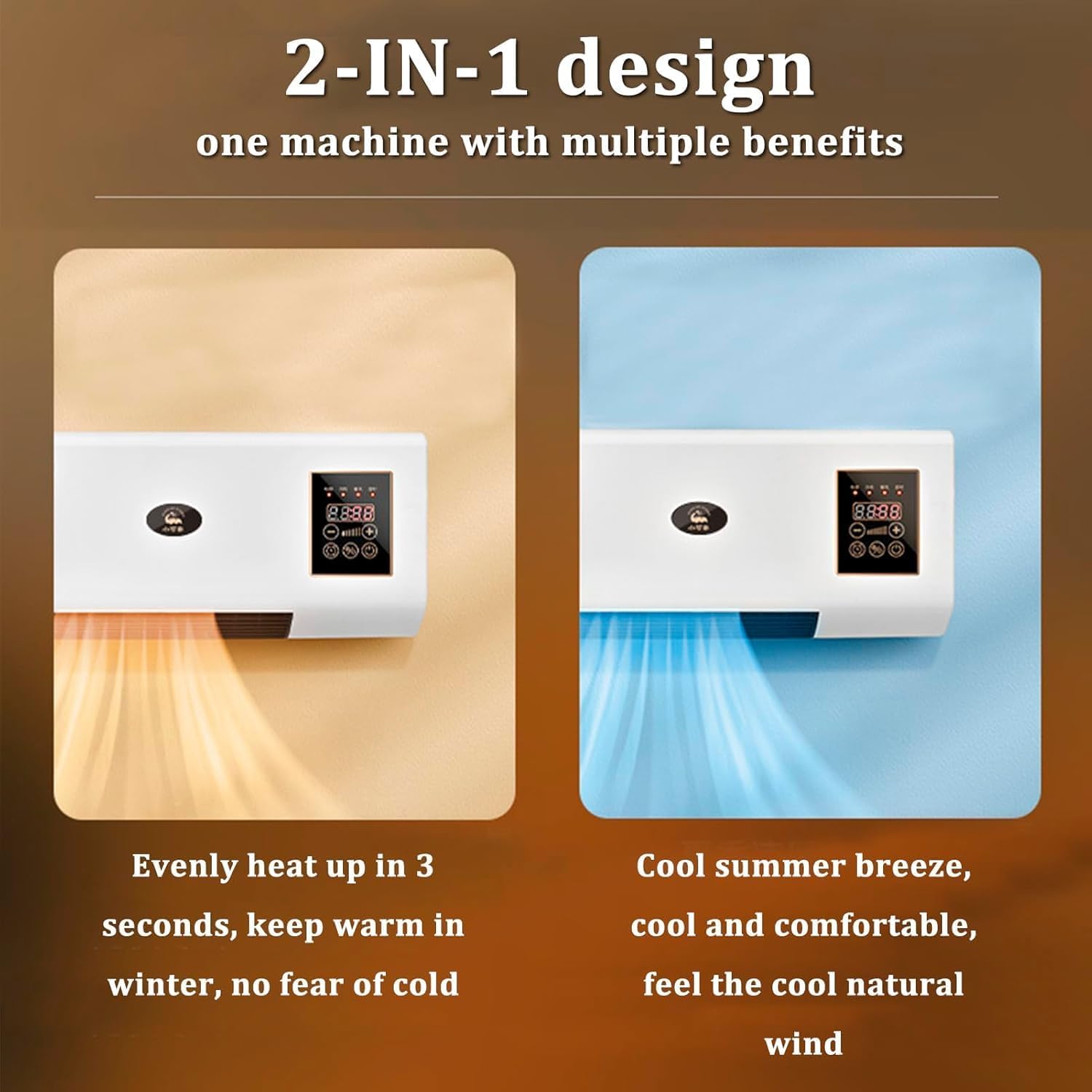Portable Air Conditioner, 3 in 1 Cooling Fan & Bladeless Wall Mount AC, Ultra Quiet Design, Easy Install for Bedroom & Home Office with Remote Control Split System