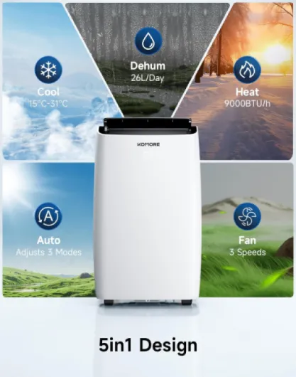 Portable Air Conditioner 12000 BTU, 5-in-1 Air Conditioning Unit, Smart WIFI App Control with Heat, Cooling, Fan, Dehumidifier, Auto Mode, Sleep Mode with 24H Timer, Remote Control, Window Kit 12000 BTU+Heat