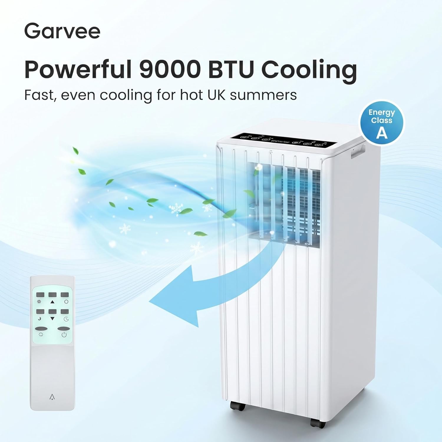 3-in-1 Portable Air Conditioner 9000 BTU with Dehumidifier & Fan, Sleep Mode, 24H Timer, Ultra Quiet 50dB, R290 Eco Refrigerant, 2 Fan Speeds, Powerful Air Conditioning Unit for Home, Bedroom 9000BTU-Vertical Stripe