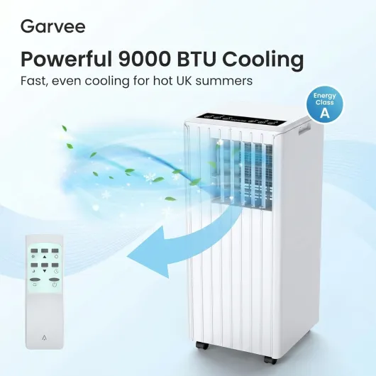 3-in-1 Portable Air Conditioner 9000 BTU with Dehumidifier & Fan, Sleep Mode, 24H Timer, Ultra Quiet 50dB, R290 Eco Refrigerant, 2 Fan Speeds, Powerful Air Conditioning Unit for Home, Bedroom 9000BTU-Vertical Stripe