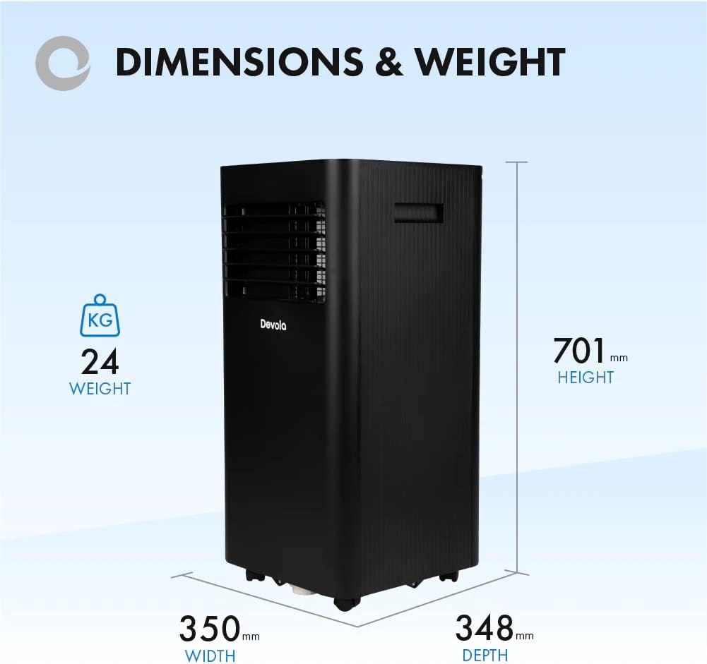9000 BTU WiFi Portable Air Conditioner, 4-in-1 Cooling, Dehumidifier Fan Modes & Sleep Mode, 24H Timer, 2 Window Venting Kit Included, Air Conditioning Unit For Rooms Up to 20㎡ (Black) 9000 BTU Black