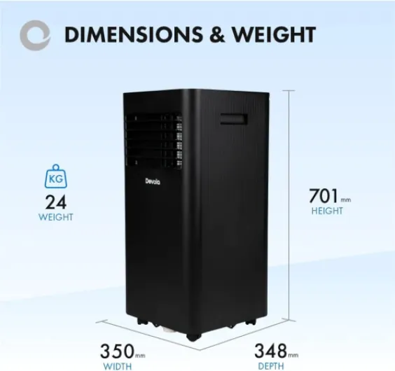 9000 BTU WiFi Portable Air Conditioner, 4-in-1 Cooling, Dehumidifier Fan Modes & Sleep Mode, 24H Timer, 2 Window Venting Kit Included, Air Conditioning Unit For Rooms Up to 20㎡ (Black) 9000 BTU Black