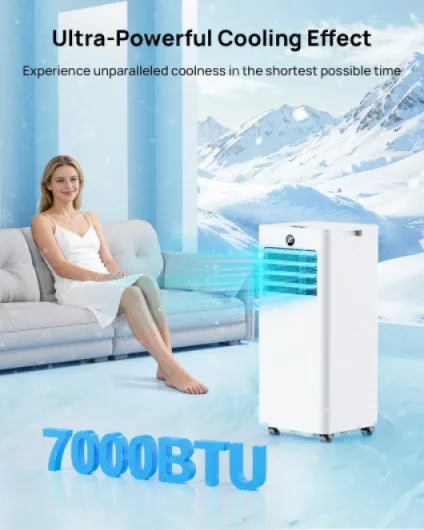 Air Conditioning Unit 7000BTU, Portable Air Conditioner with Installation Kit, 2 Control Ways, Low Energy, Timer, Digital Display, 4 IN 1 Ventilation Conditioning Cooling Fan for Home, Office, Room