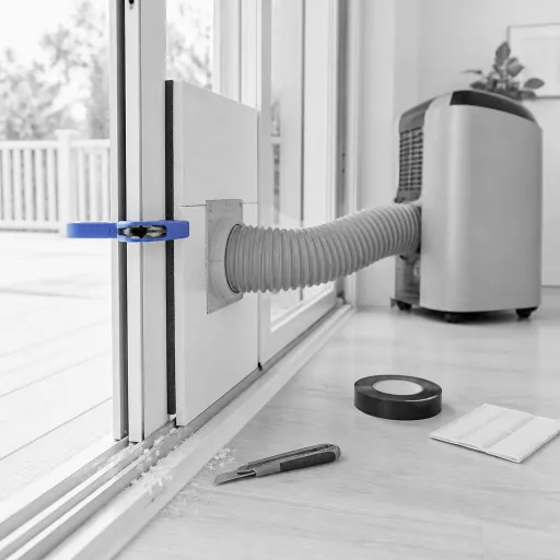 Portable AC with a sliding glass door: the foam board seal that stops hot-air blowback